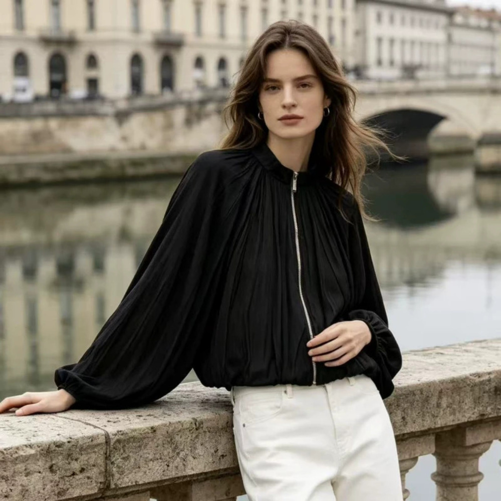 ZARA Fall Oversized Batwing Sleeve Black Cropped Jacket